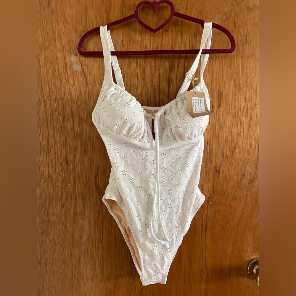Chic White Eyelet One-Piece Swimsuit